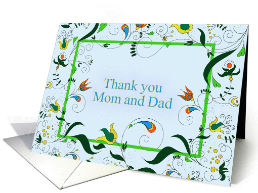 Thank you Mom and Dad from Graduate, Retro Floral Paisley card