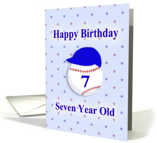 Happy Birthday Seven Year Old, Baseball with Blue Cap card (1379476)