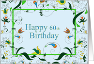 Happy 60th Birthday, Bright Retro Paisley card