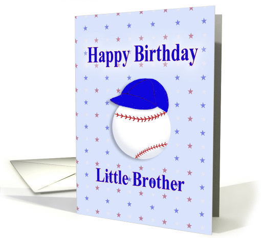 Happy Birthday, Little Brother, Baseball or Softball, Blue Cap card