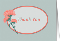 Thank you, Coral Colored Carnation card