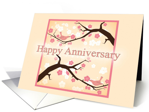 Happy Anniversary, Pink and White Blossoming Branches card (1385008)