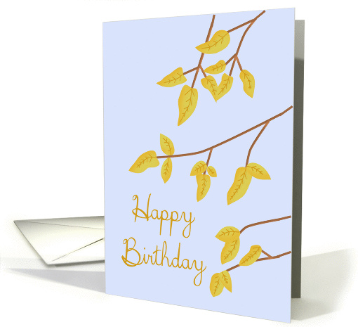 Happy Birthday, Gold Autumn Leaves card (1390644)