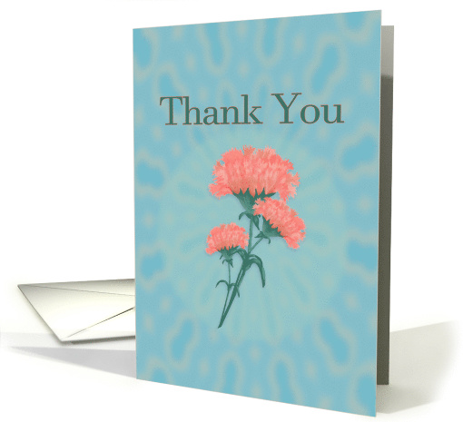 Thank You, Coral Carnations on Blue Background card (1604854)