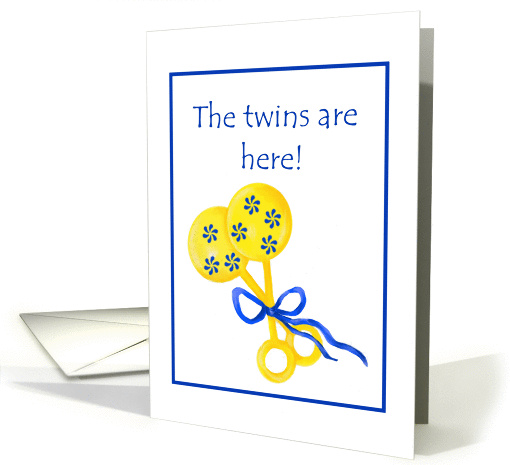 Birth Announcement for twins, two rattles card (440648)