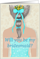 Will you be my Bridesmaid blue dress card