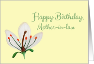 Happy Birthday Mother-In-Law, Simple White Lily Vintage Style Botanica card