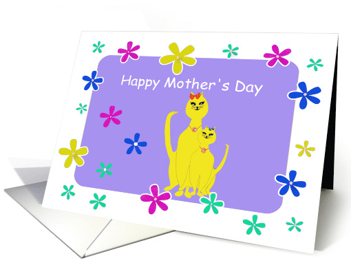 Mother's Day for Mom with Two Look Alike Cats and Fancy Flowers card