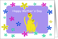 Mother’s Day for Mom with Two Look Alike Cats and Fancy Flowers card