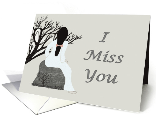 I Miss You,Woman Sitting Beside a Bare Tree card (588714)