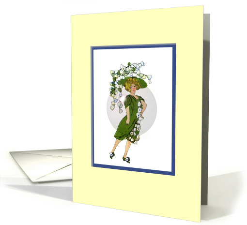 note card, girl in flowered hat card (746028)
