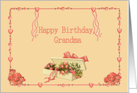 Happy Birthday Grandma, Feminine Pink and Peach, Box of Roses card