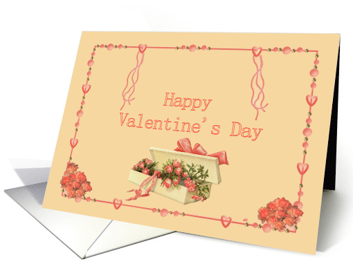 Happy Valentine's Day, Victorian Roses, Pink and Peach card (763194)