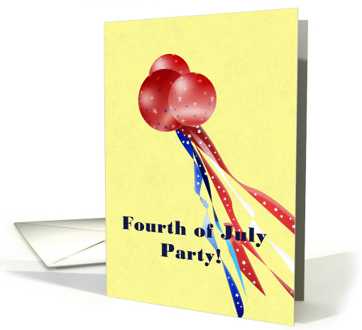 Happy Fourth of July Party Invitation, red white and blue card