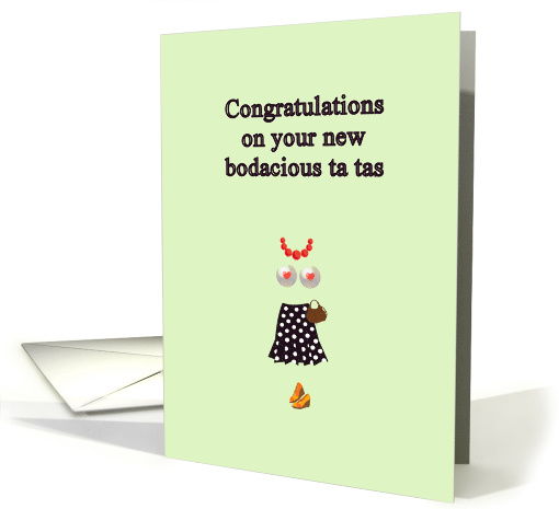 Congratulations Breast Surgery, Funny Fashion Topless Cartoon card