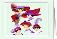 Notecard, Victorian Ladies Wearing Red and Purple Hats card