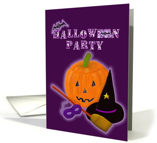 Halloween Party Invitation, Purple Orange and Black card (797953)