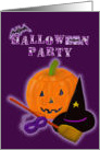 Halloween Party Invitation, Purple Orange and Black card