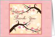 Thank you card, birds and blossoms card