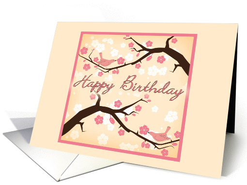 Happy Birthday, birds and blossoms card (821879)