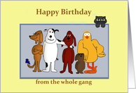 Happy Birthday from Whole Gang, Group of Cartoon Animals card