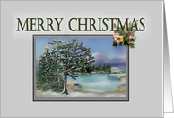 Merry Christmas, Hand Drawn Snow Scene card