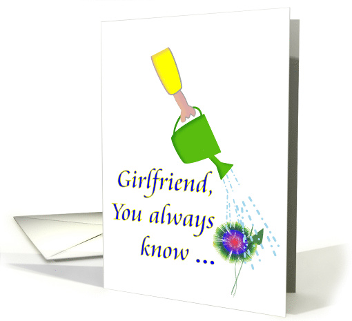 Thanks Girlfriend for Being There, Flower and Watering Can, card