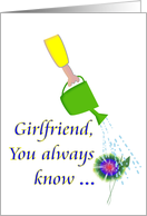 Thanks Girlfriend for Being There, Flower and Watering Can, card