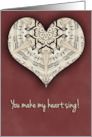 You Make My Heart Sing Heart Shaped Kaleidoscope Made of Music card