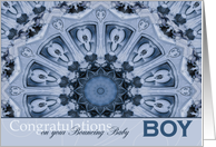 Congratulations Bouncing Baby Boy Blue Kaleidoscope card