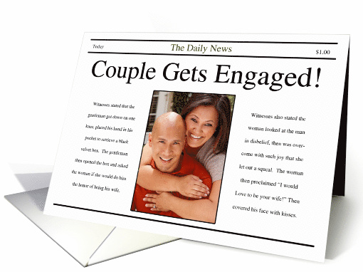 Newspaper Style Engagement Announcement Photo card (865197)