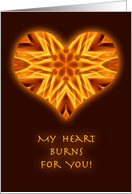 Happy Valentine’s My Heart Burns for You Kaleidoscopic Flaming Heart card