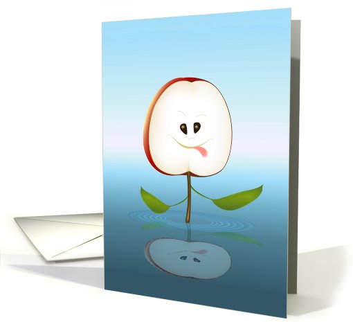 Juicy apple cut face with green leaves and the worm in its... (428917)