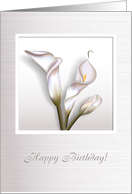 Calla flowers framed with light and shadow, 3-d digital illustration. card