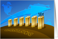 Growing business success chart, digital illustration. card