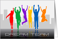 Business success of Dream Team, digital illustration. card