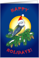 Christmas Bird in Santa Hat card