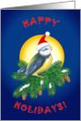 Christmas Bird in Santa Hat card