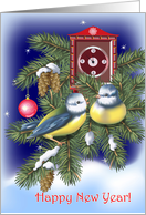Singing New Year Birds card