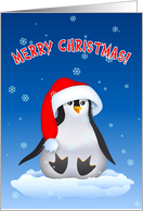 Baby Penguin in Santa Hat card