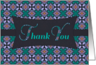 Bold Teal Floral Fractal Thank You card
