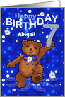 7th Birthday Dancing Teddy Bear for Girl, Custom Name card