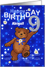 9th Birthday Dancing Teddy Bear for Girl, Custom Name card