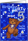 5th Birthday Teddy Bear Invitation for Girl, Custom Name card