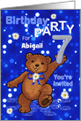 7th Birthday Teddy Bear Invitation for Girl, Custom Name card