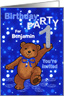 1st Birthday Teddy Bear Invitation for Boy, Custom Name card