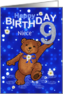 9th Birthday Dancing Teddy Bear for Niece card