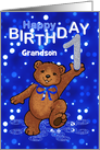 1st Birthday Dancing Teddy Bear for Grandson card