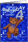 4th Birthday Dancing Teddy Bear for Godson card