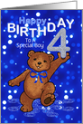4th Birthday Dancing Teddy Bear for Boy, Custom Text card
